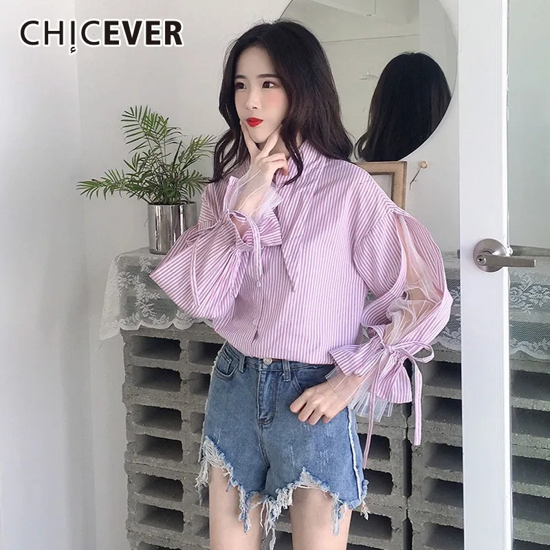 CHICEVER лоскутное сетки для женщин блузки малышек Топы корректирующие женский