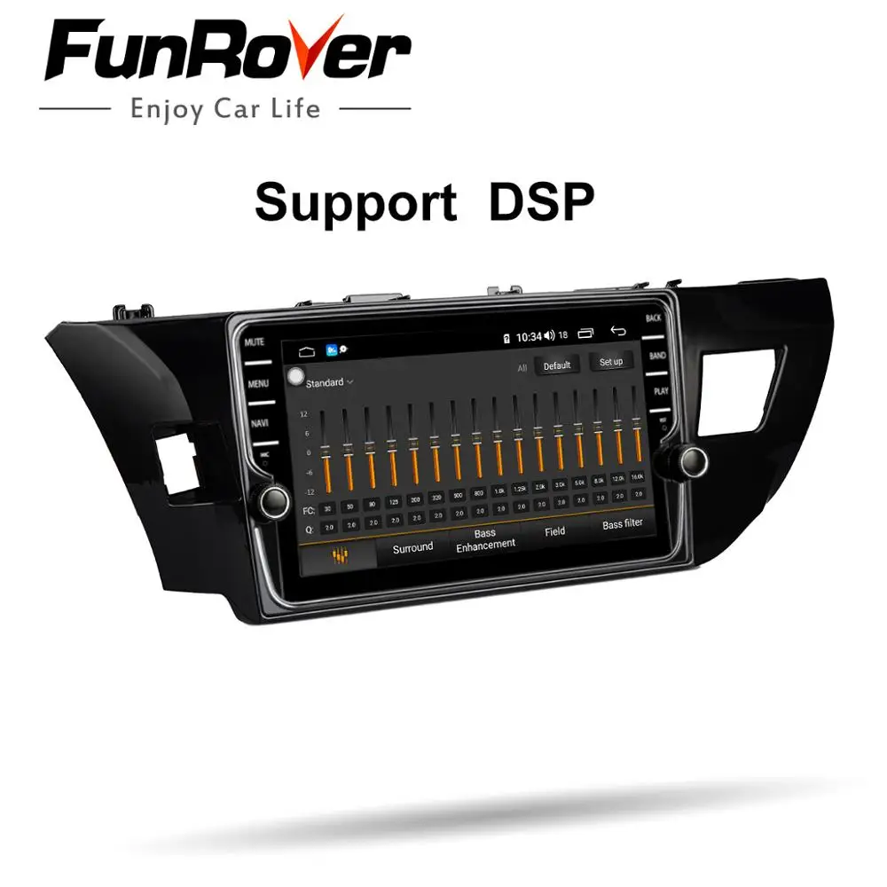 Funrover " android 9,0 2 din Автомобильный Радио мультимедийный плеер для toyota corolla 2013 dvd gps навигация DSP 4G 64G SIM BT