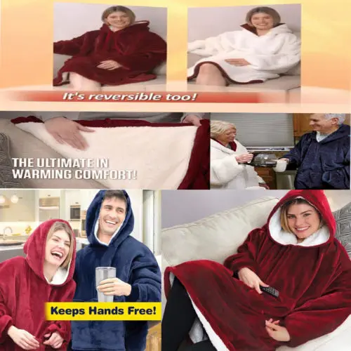 Family Arms Thick Blanket Hooded Winter Hoodies Warm Long Sleeve Fleece Thermal Sleepwear Night robe | Женская одежда