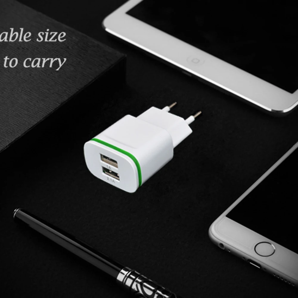 Штепсельная Вилка европейского стандарта 2 порта светодиодная лампа USB зарядное