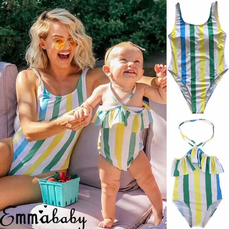 Новинка 2019 года Лидер продаж одинаковые купальники для всей семьи в полоску