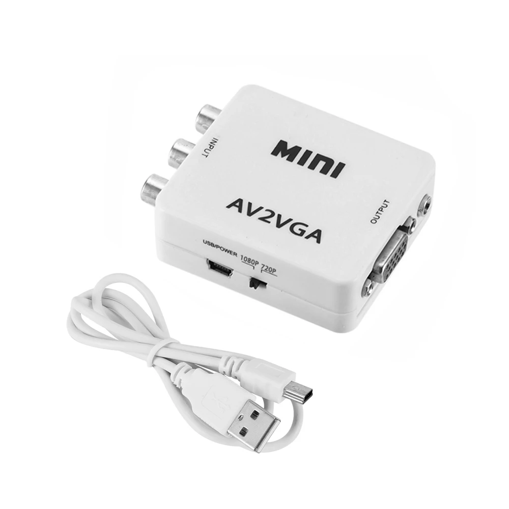 KEBIDU Mini HD AV2VGA видеопреобразователь AV RCA CVBS к VGA с 3 5 мм аудио ПК HDTV проектор |