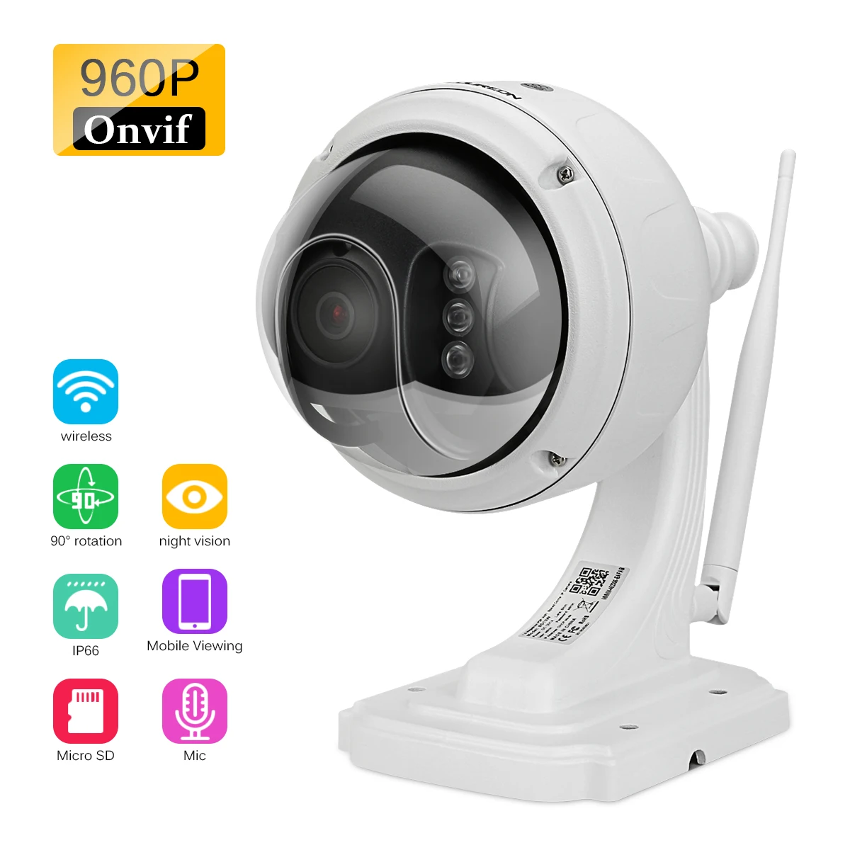 Floureon 1.3MP 960P WiFi Беспроводная CCTV камера IP66 наружный потолочный купольная