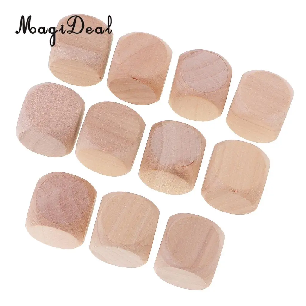 MagiDeal 10 шт./компл. 3 см деревянные кубики D6 шесть сторонних пустых DIY для D &amp TRPG MTG