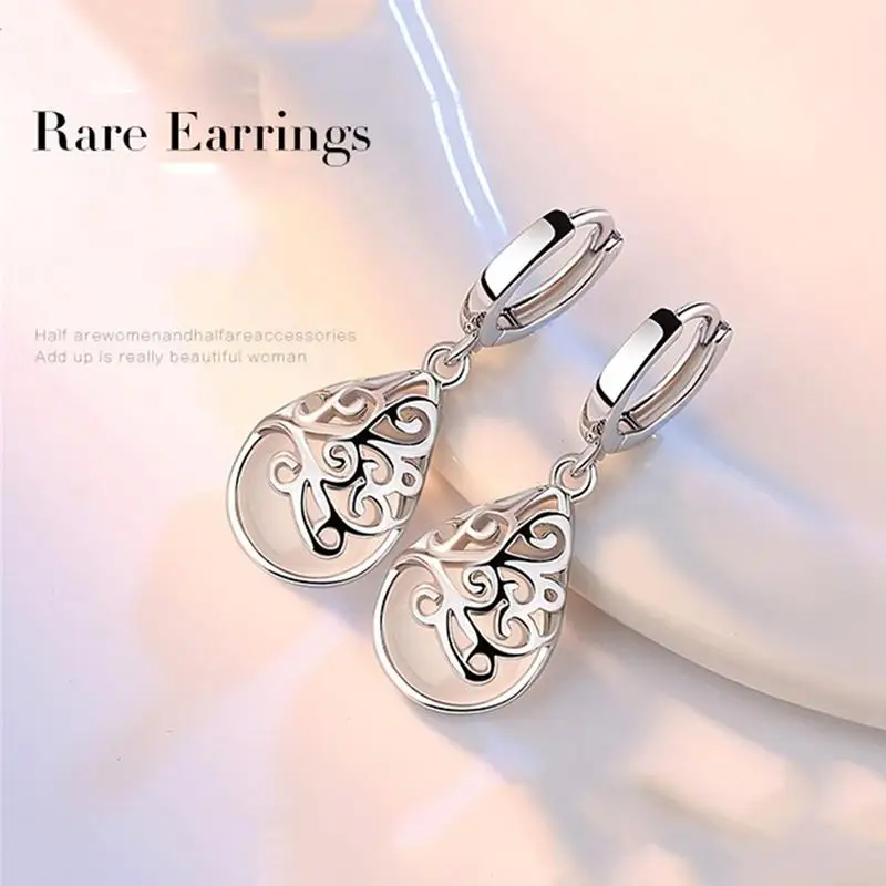 Лунный камень опал Тотем посеребренные серьги для ушей желая бассейн