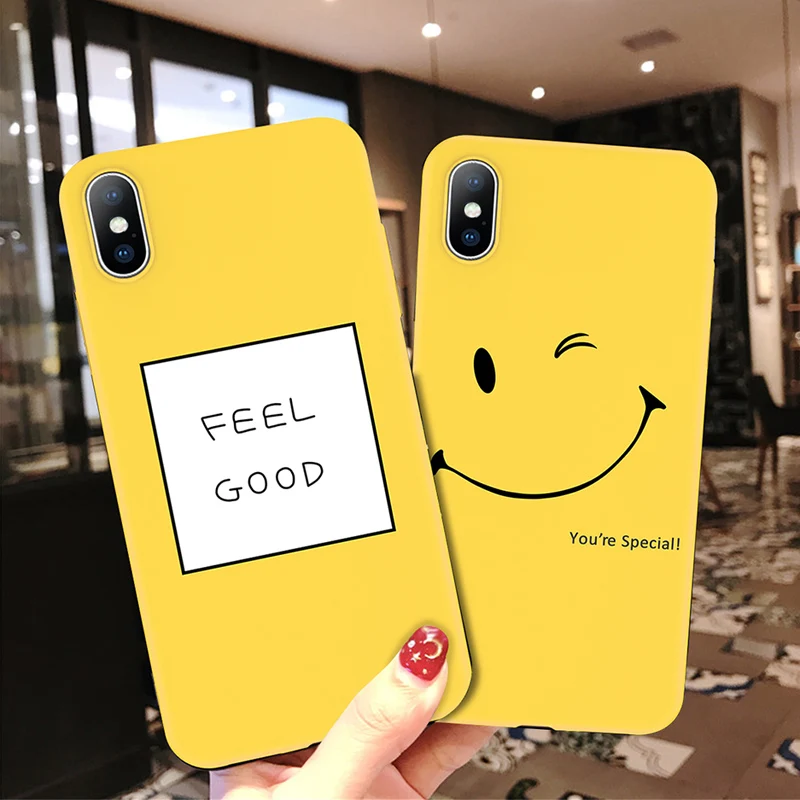 Lovebay Phone Case For iPhone 6 6s 7 8 Plus X XR XS Max 5 5s SE Fashion Cute Cartoon Letter Smiley Face Soft TPU |
