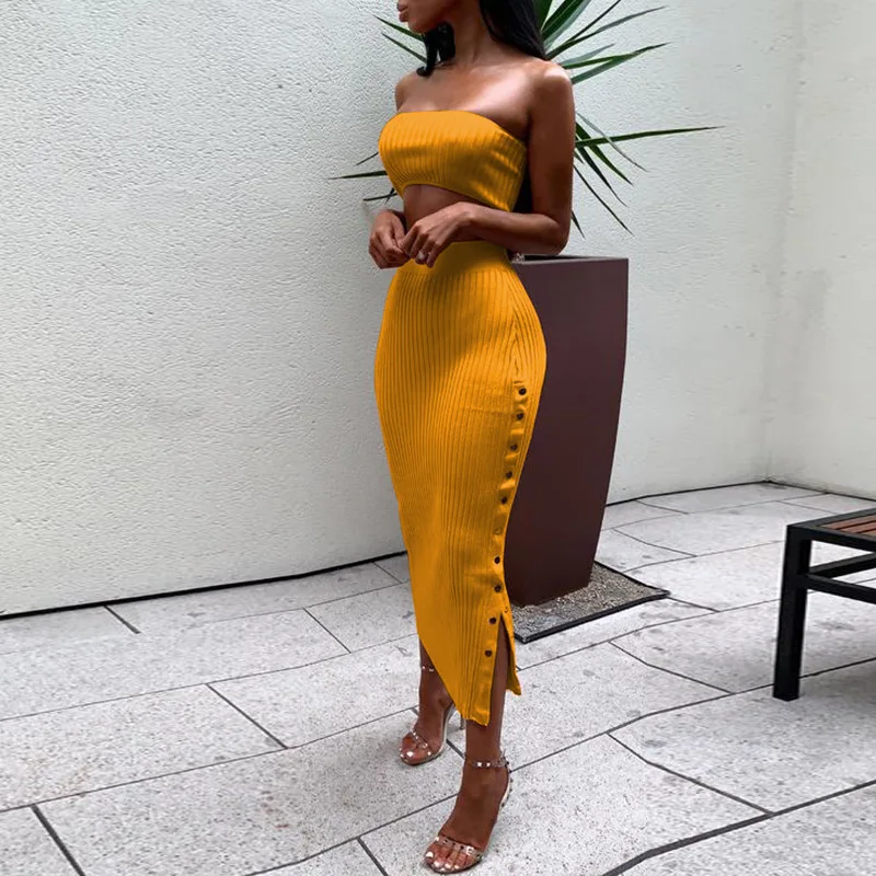 Женский комплект 2 шт. летнее модное платье с обмотанной грудью элегантное