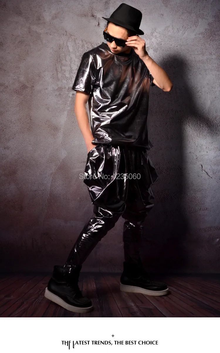 Новое поступление мужской костюм футболка серебряного цвета штаны шаровары