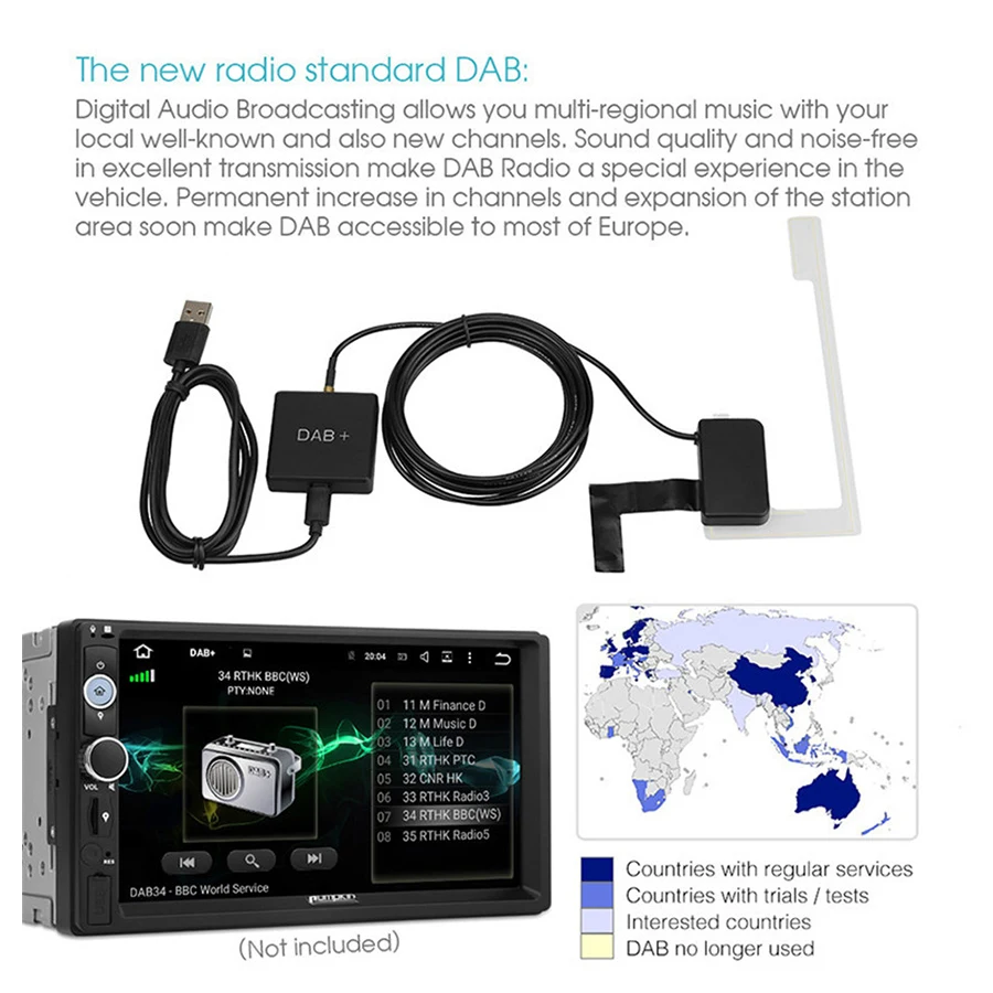 DAB + цифровой приемник аудио вещания USB адаптер цифровая антенна тюнер FM передача