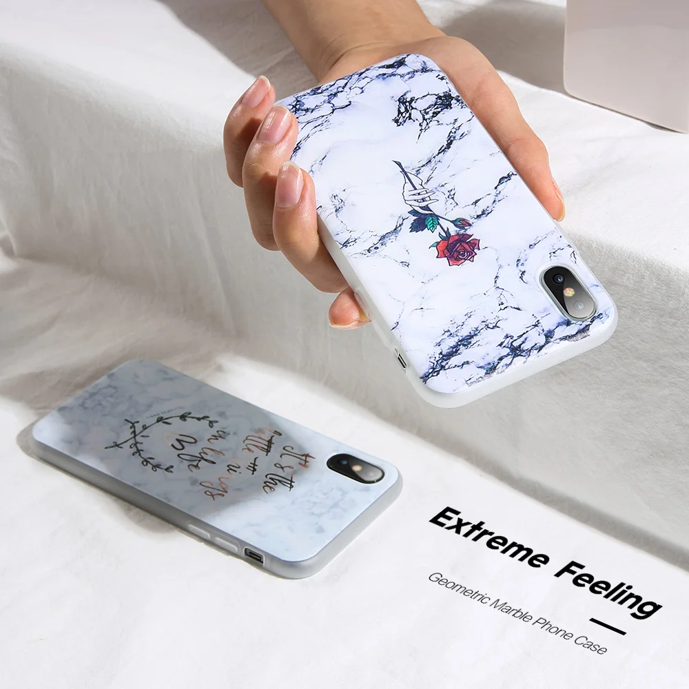 KISSCASE Marble Phone Cases For iPhone 7 8 X XS Max XR Rose Pattened Case 11 Pro 6 6S Plus 5S Soft TPU Covers |