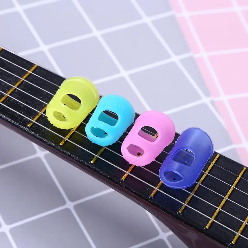 4 шт. силиконовая гитара палец пальца выбирает протектор Plectrum Fingertip наперсток