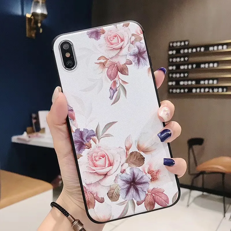 Lovebay ТПУ простой цветок полный Мягкий защитный чехол для IPhone 6 S 7 8 Plus X XS Max XR Coque