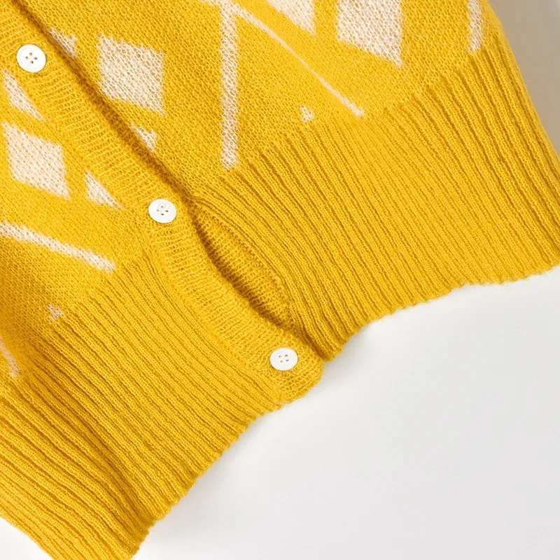 Желтый мохер Алмаз свитер в длинный вязаный кардиган женщин |