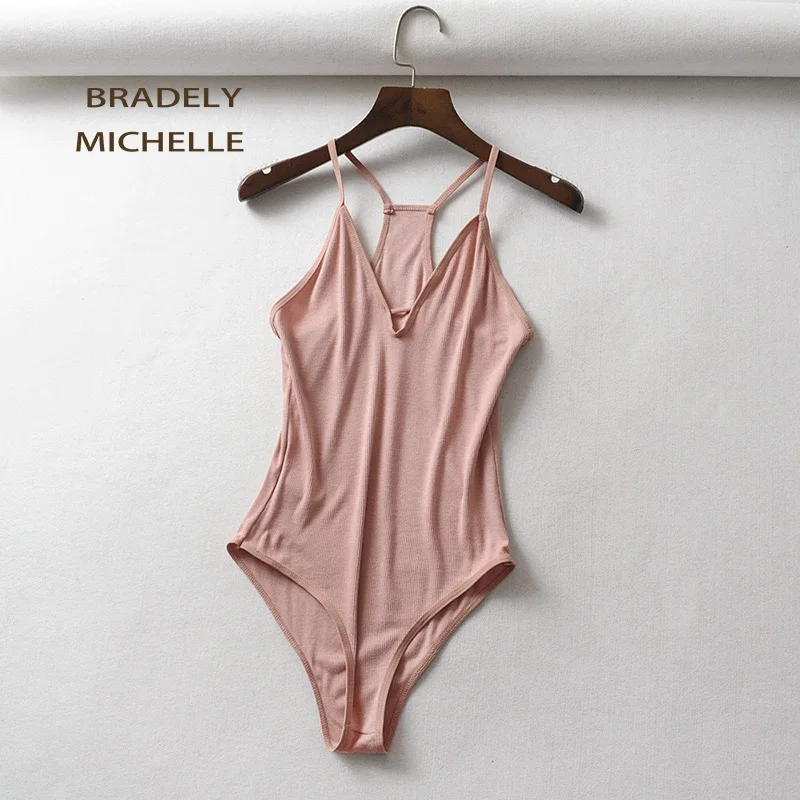 BRADELY MICHELE 2019 женское трикотажное однотонное боди сексуальное открытое без