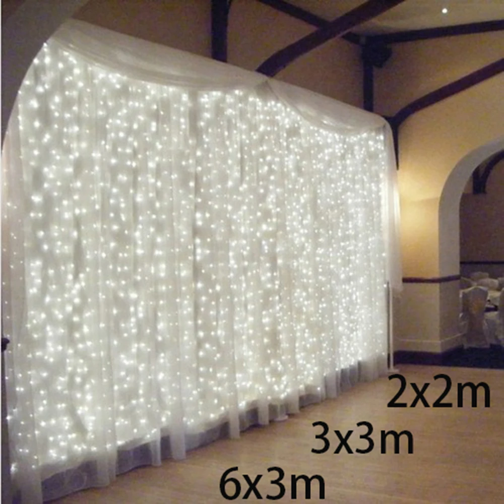 2x2/3x3/6x3m Led Icicle Curtain String Fairy Light 300 Xmas Christmas Wedding Garden Party Garland Decor 600 Outdoor | Лампы и