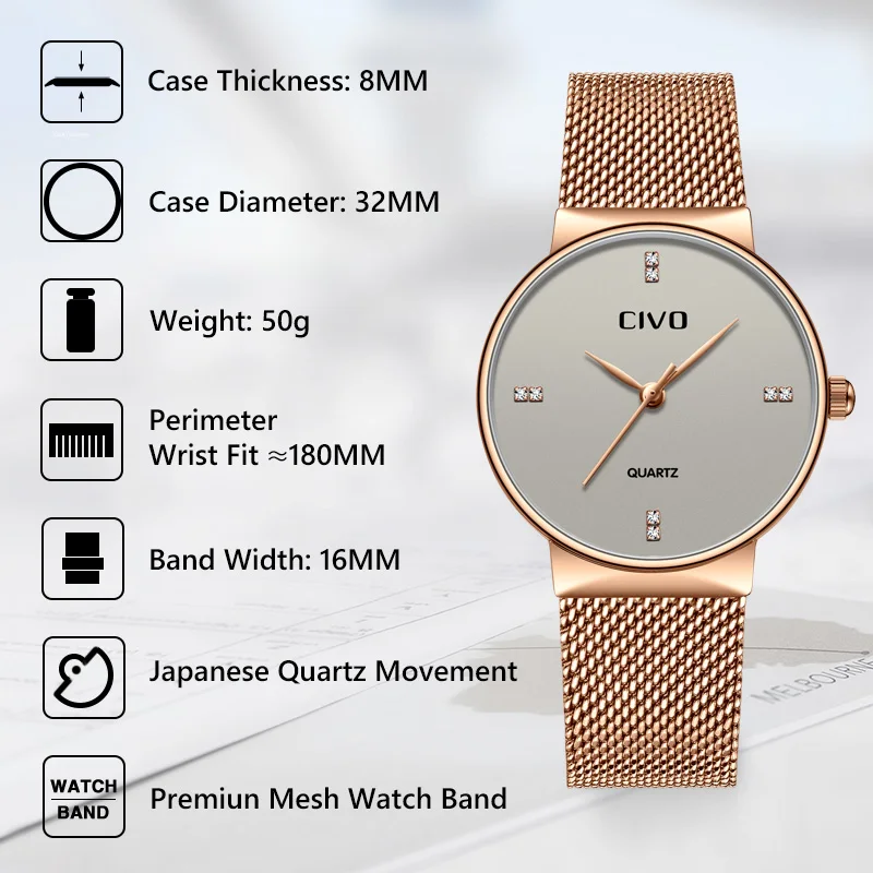 CIVO Montre Femme 2018 модные повседневные ЖЕНСКИЕ НАРЯДНЫЕ часы люксовый бренд