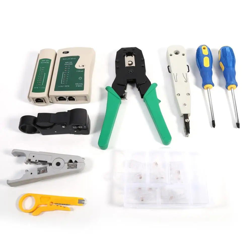 RJ45 RJ11 Ethernet кабель ручной щипцы сетевой тестер набор инструментов удар вниз 2019