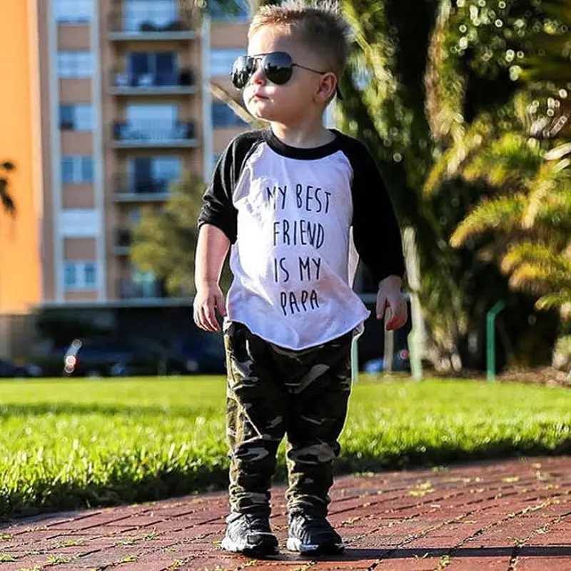 Pudcoco Brand New 2PCS Toddler Kids Baby Boys T-shirt Tops Camo Pants Outfits Clothes Tracksuit UK |