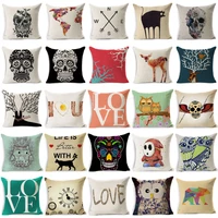 cotton linen cushion casebed h soft room gifts single sides printingome letter deer skull pillow case