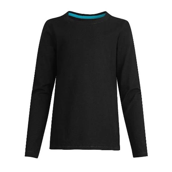 Hanes K123 футболка с длинными рукавами и круглым вырезом для девочек цвет черный