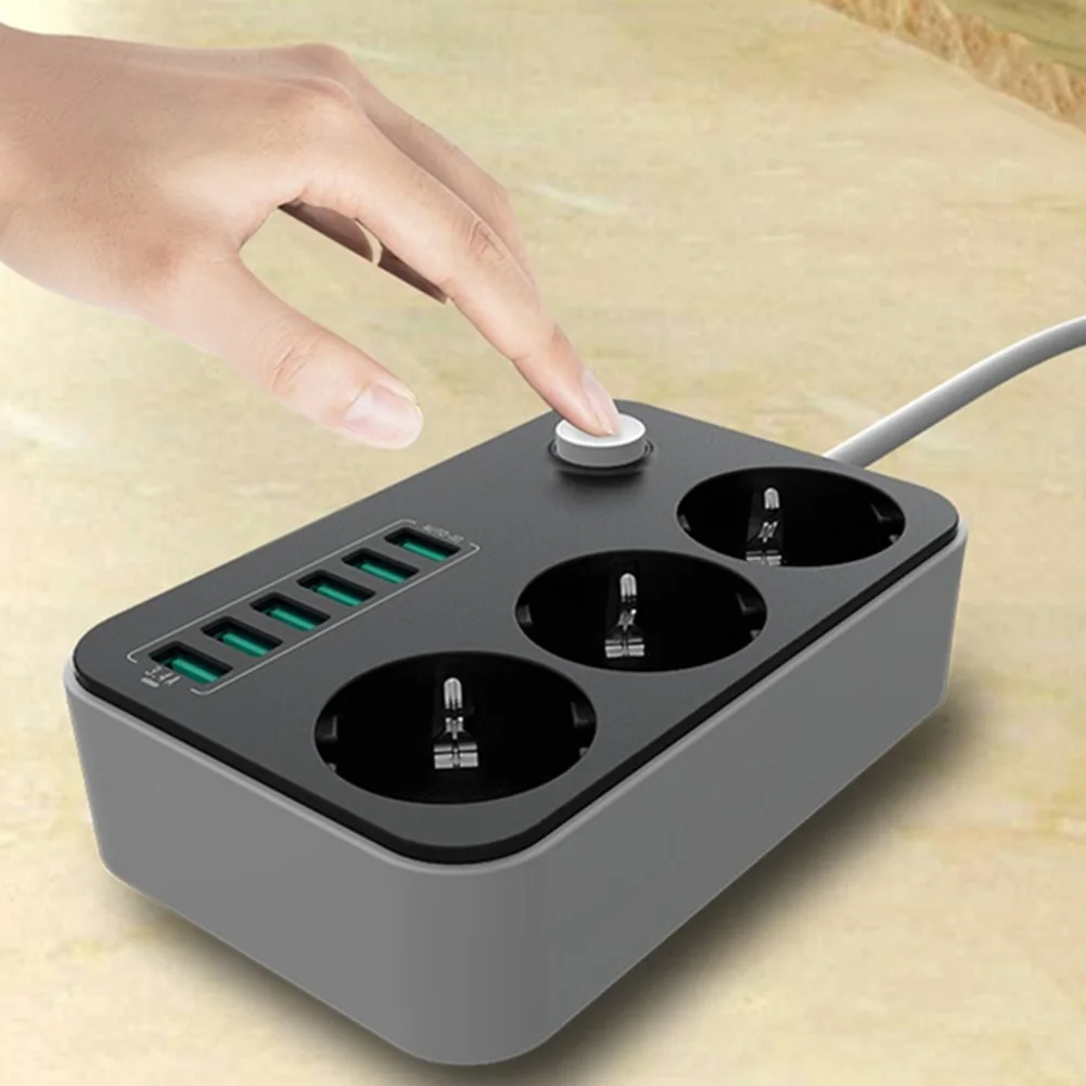 6 Порты USB гнездо Зарядное устройство расширения Мощность полосы с двумя