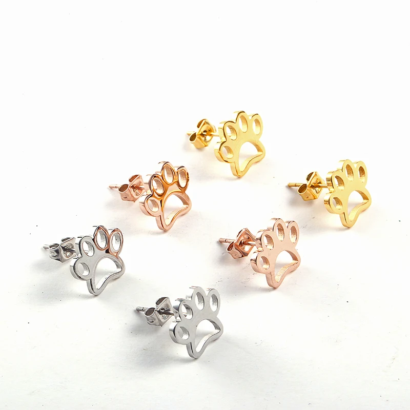 2019 розовое золото небольшой разрез животных Собака узор в виде лапы животного