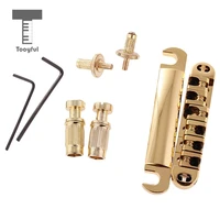 tooyful 1 set brass roller saddle bridge 6 strings slotted nut with wrench for lp electric guitar