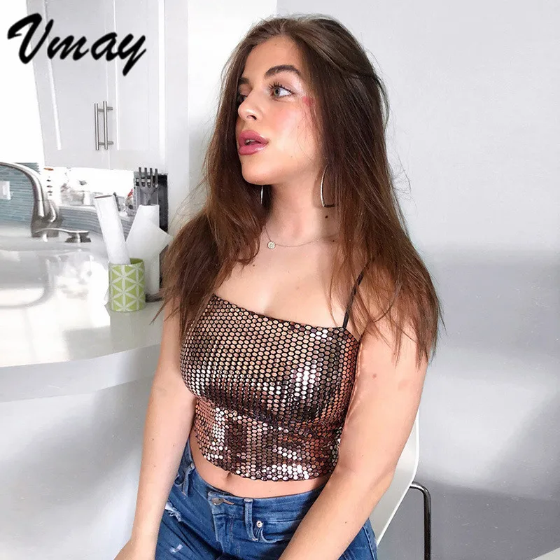 Vmay 2019 Новое поступление Лето Для женщин модные пикантные топы с брюликами