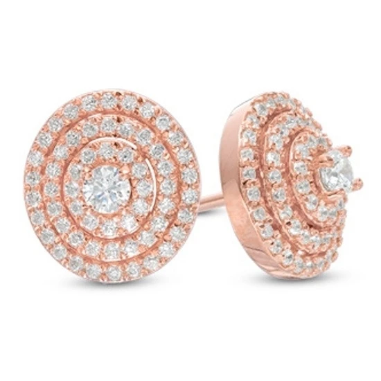 1/2 карат натуральный бриллиант слоистых круглые гвоздики серьги в 10 к розовое