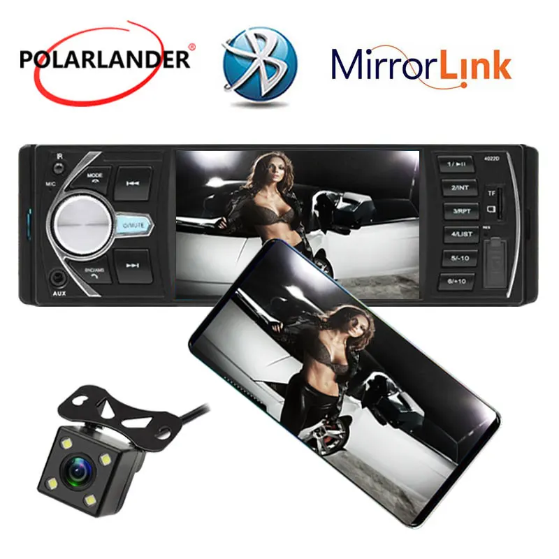 1 Din 4 'ɿM 12V Bluetooth стерео Зеркало Ссылка для телефона Android аудио TF/USB/AUX In W/DVR