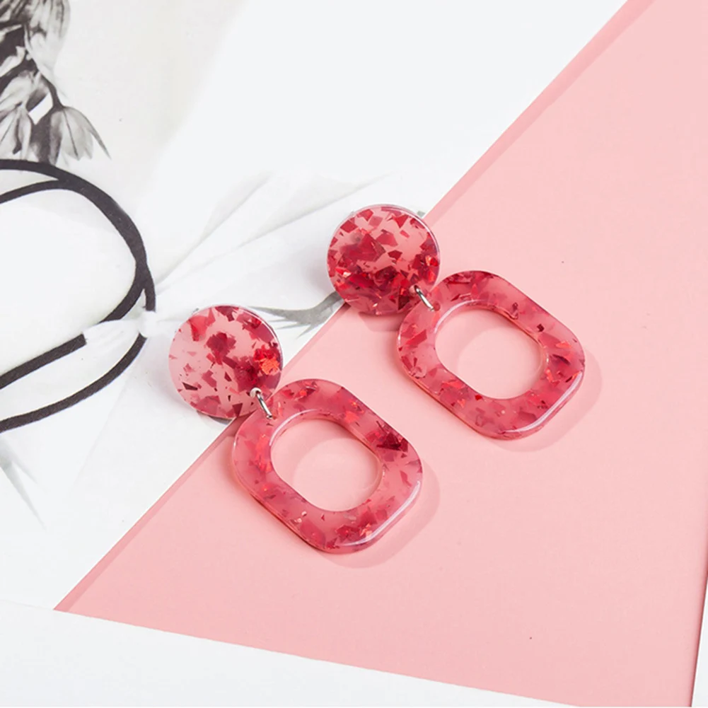 Женские Геометрические круглые квадратные Висячие серьги из смолы винтажные