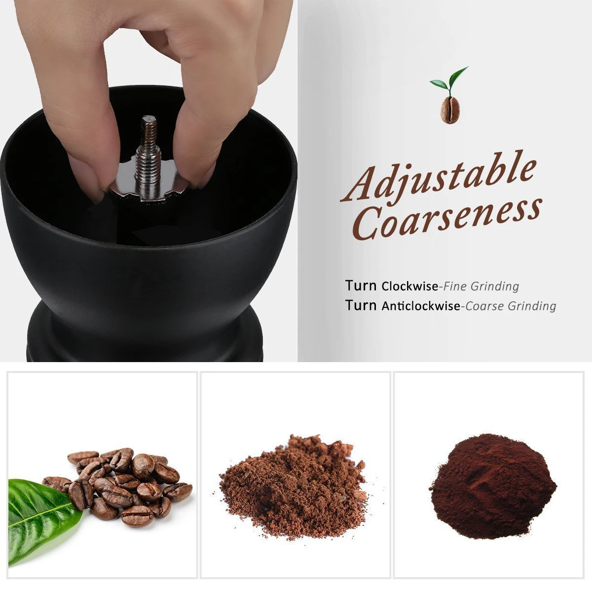 Manual Coffee Grinder with Storage Jar Soft brush Conical Ceramic Burr Quiet and Portable | Бытовая техника