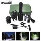 Мощный светодиодный фонарик 400 ярдов T6L2V6, зеленый, красный, белый, для кемпинга, велосипеда, крепление для прицела, переключатель, зарядное устройство USB 18650, чехол