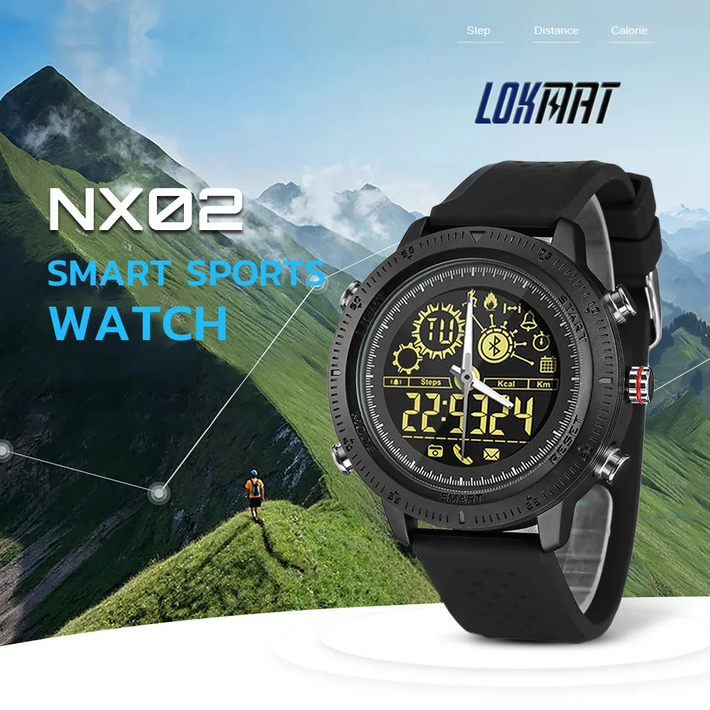 LOKMAT NX02 спортивные Смарт часы Bluetooth 4 0 мониторинг здоровья шагомер ЖК дисплей 5 АТМ