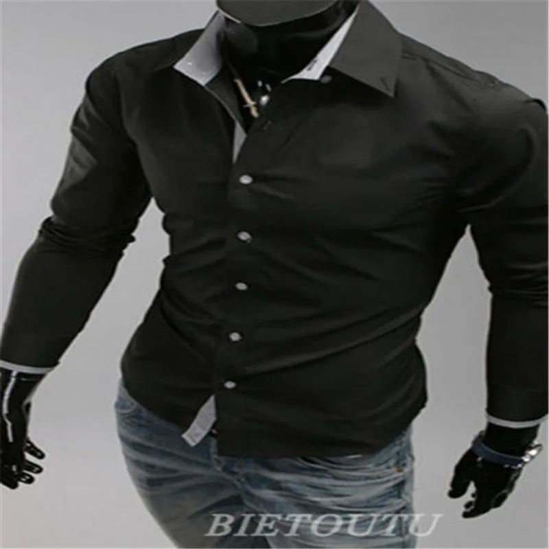 Рубашка мужская приталенная с длинным рукавом модная Роскошная Стильная сорочка