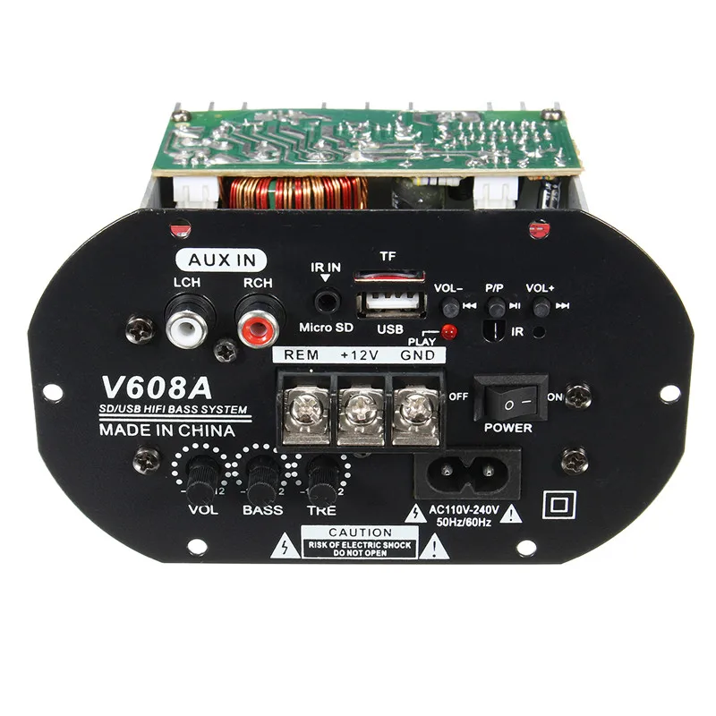 Автомобильный сабвуфер высокой мощности 80 Вт Hi Fi усилитель плата TF USB 12 В/110 В 220 в
