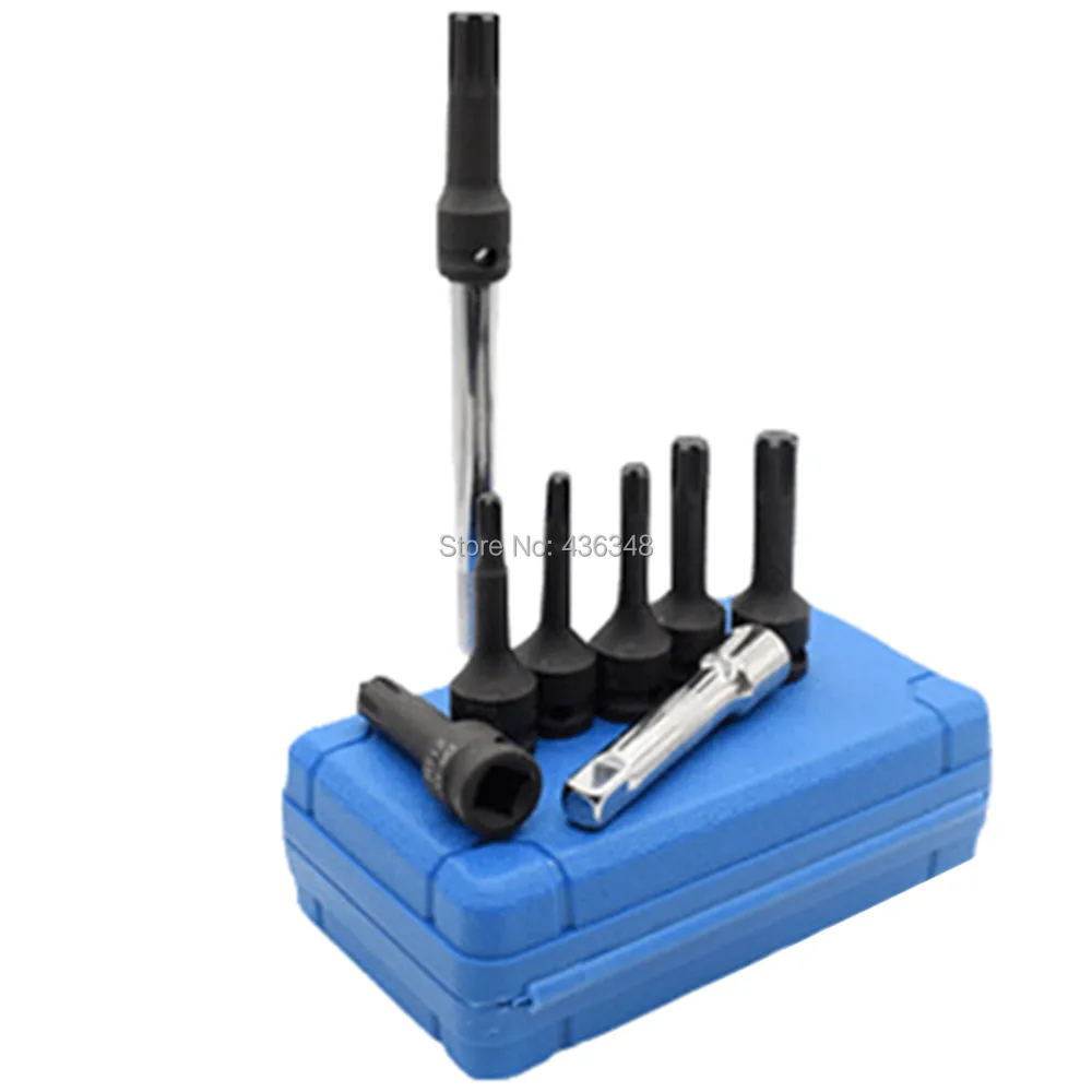 

7pcs Impact Spline Bit Socket RT6 RT7 RT8 RT10 RT11 RT12 RT13 + 2pcs Extension Bar 3" 6" Socket Extension Bar 3/8" Ratchet