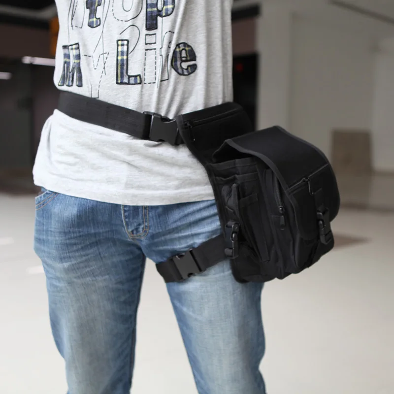 Тактическая Сумка на бедро многофункциональная черная поясная сумка для езды