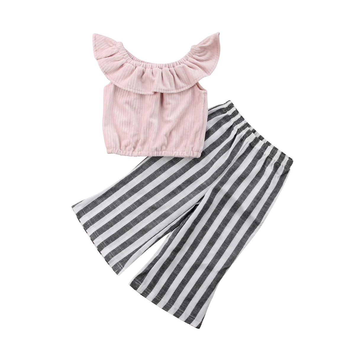 Emmababy летние Дети детская одежда для малышки без рукавов с рюшами Короткие топы