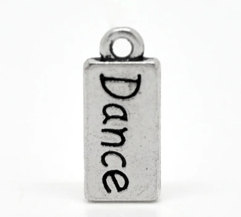 DoreenBeads 50 шт серебряный цвет &quotТанец&quot Прямоугольные Очаровательные Подвески 17x7