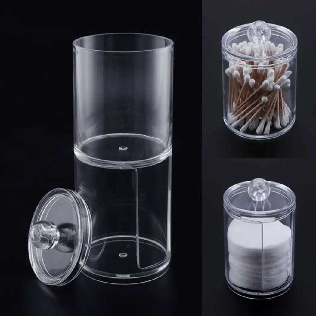 Transparent Dual Layer Cylinder Cotton Swab Storage Box Makeup Organizer Case | Дом и сад