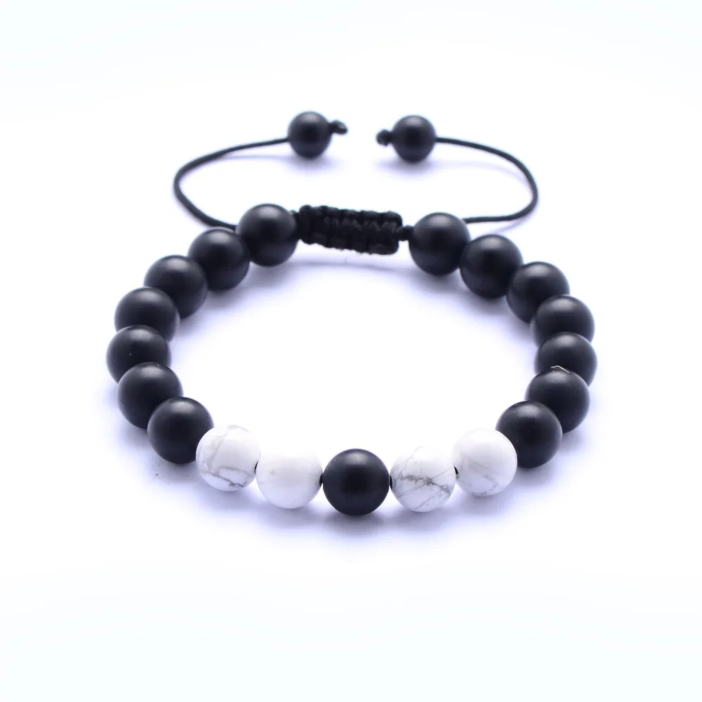 1 Набор / Комплект Браслетов "Дистанционные Браслеты для Пары" Классические Белый и Черный Браслеты с Жемчужинами Инь и Ян для Мужчин и Женщин, Лучшие Друзья, Горячие то.