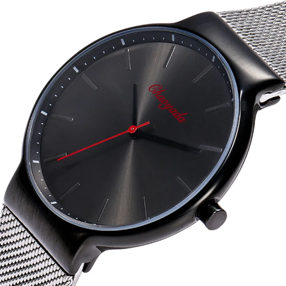 Ультра тонкие кварцевые часы мужские повседневные Черные Кварцевые Женские из