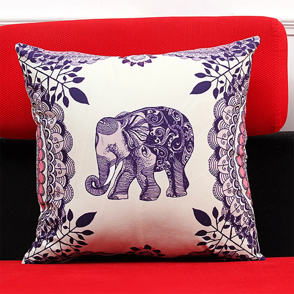 Sdkmah9 слон с цветочным принтом из хлопка и льна наволочки Чехлы для подушек