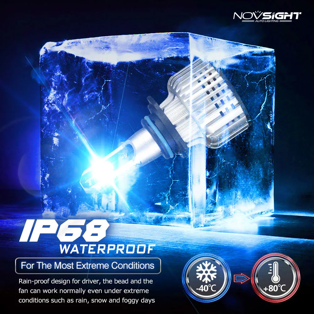 NOVSIGHT Мини Размер 6500k белый H4 светодиодный H7 H11 H8 HB4 H1 HB3 Авто лампы для фар 72 Вт 10000LM