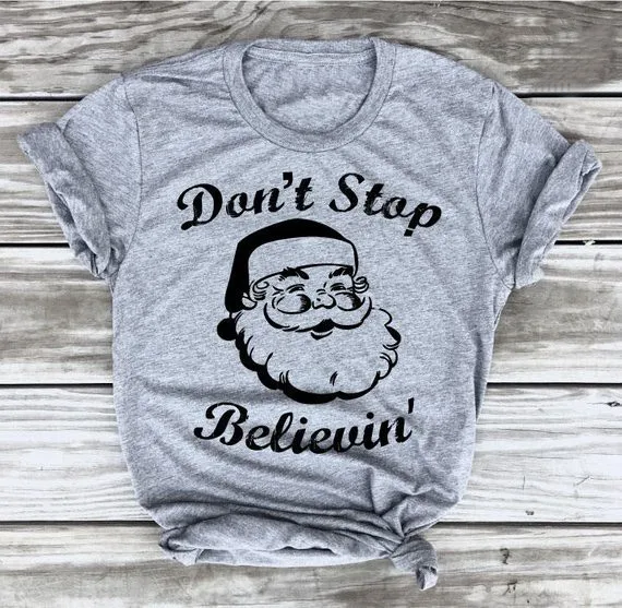 Футболка с Санта Клаусом надпись Don't Stop футболки для праздников Забавный - Фото №1