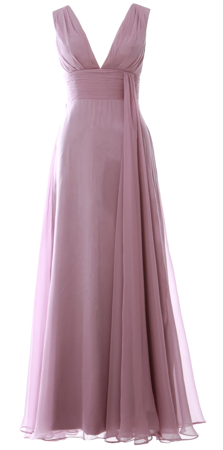 

MACloth Women V Neck Long Chiffon Wedding Party Guest Bridesmaid Dress Prom Gown 160277