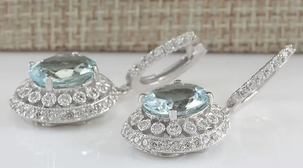 Синие морские серьги сапфировый топаз дрель Bizuteria S925 Серебряный Brincos драгоценный