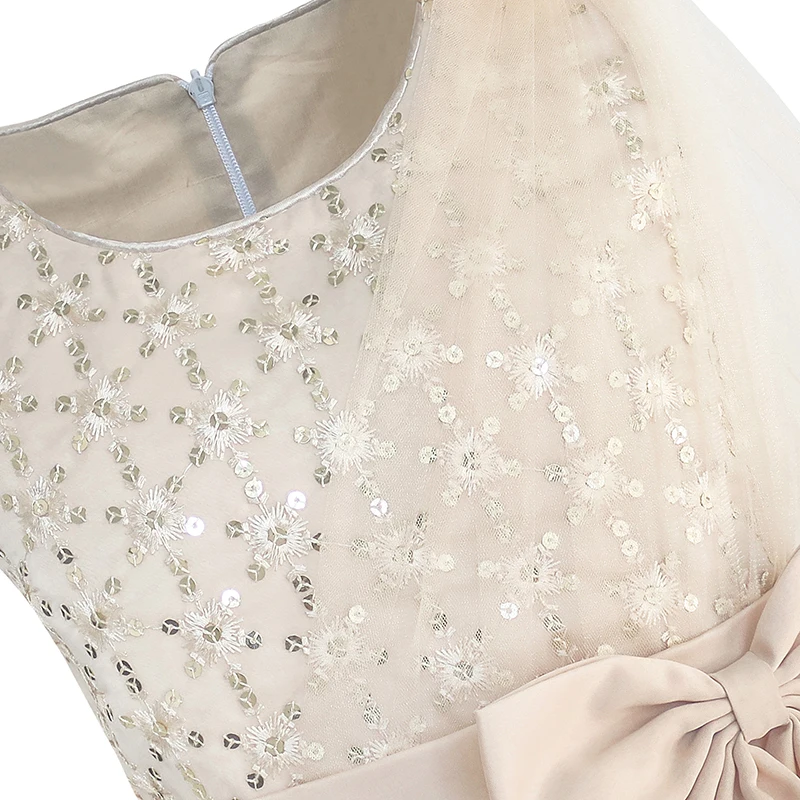 Flower Girls Dress Beige Sparkling Sequin Wedding Princess 2020 Summer Party Dresses Children Clothes Pageant Sundress Vestidos |
