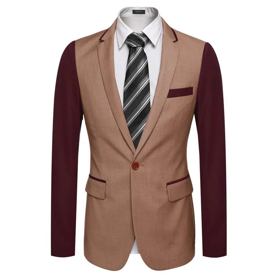 Coofandy для мужчин мода Slim Fit Нотч с длинным рукавом лоскутное повседневное одна
